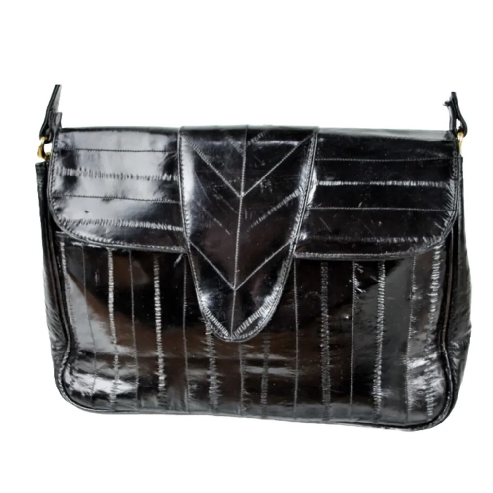 Vintage Elegant EEL Skin Purse Shoulder
Bag Excellent Quality Black Luxury